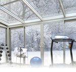 snowy sunroom