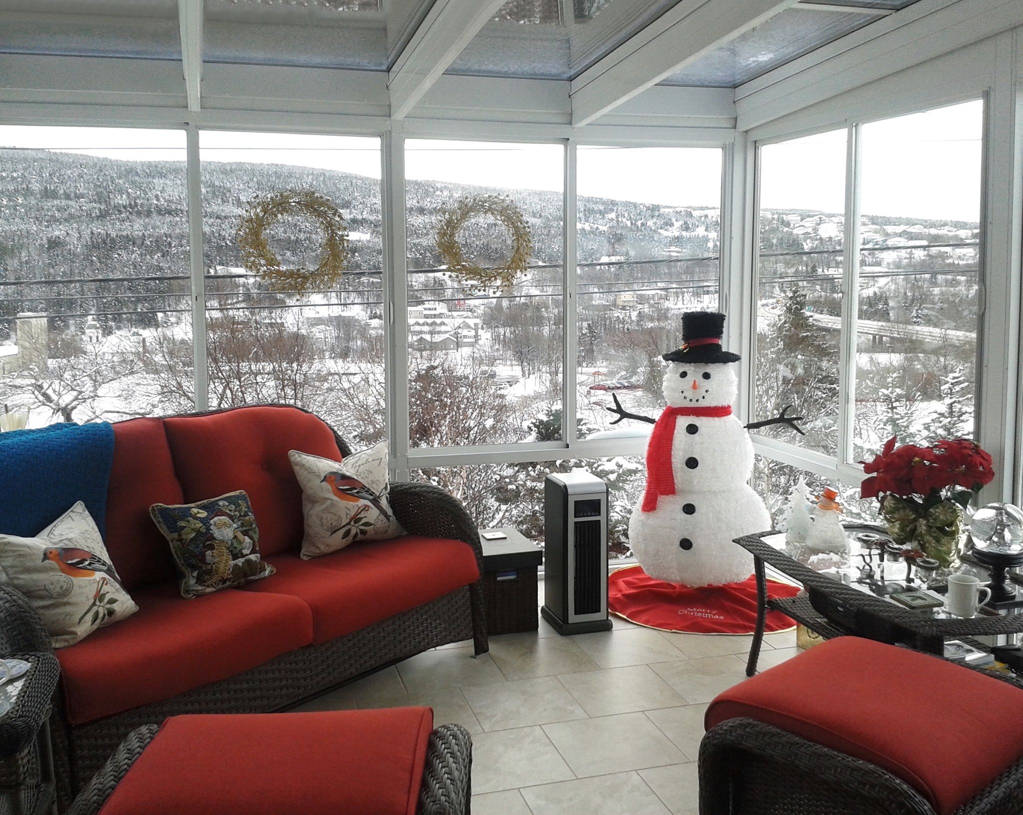 sunroom in the winter