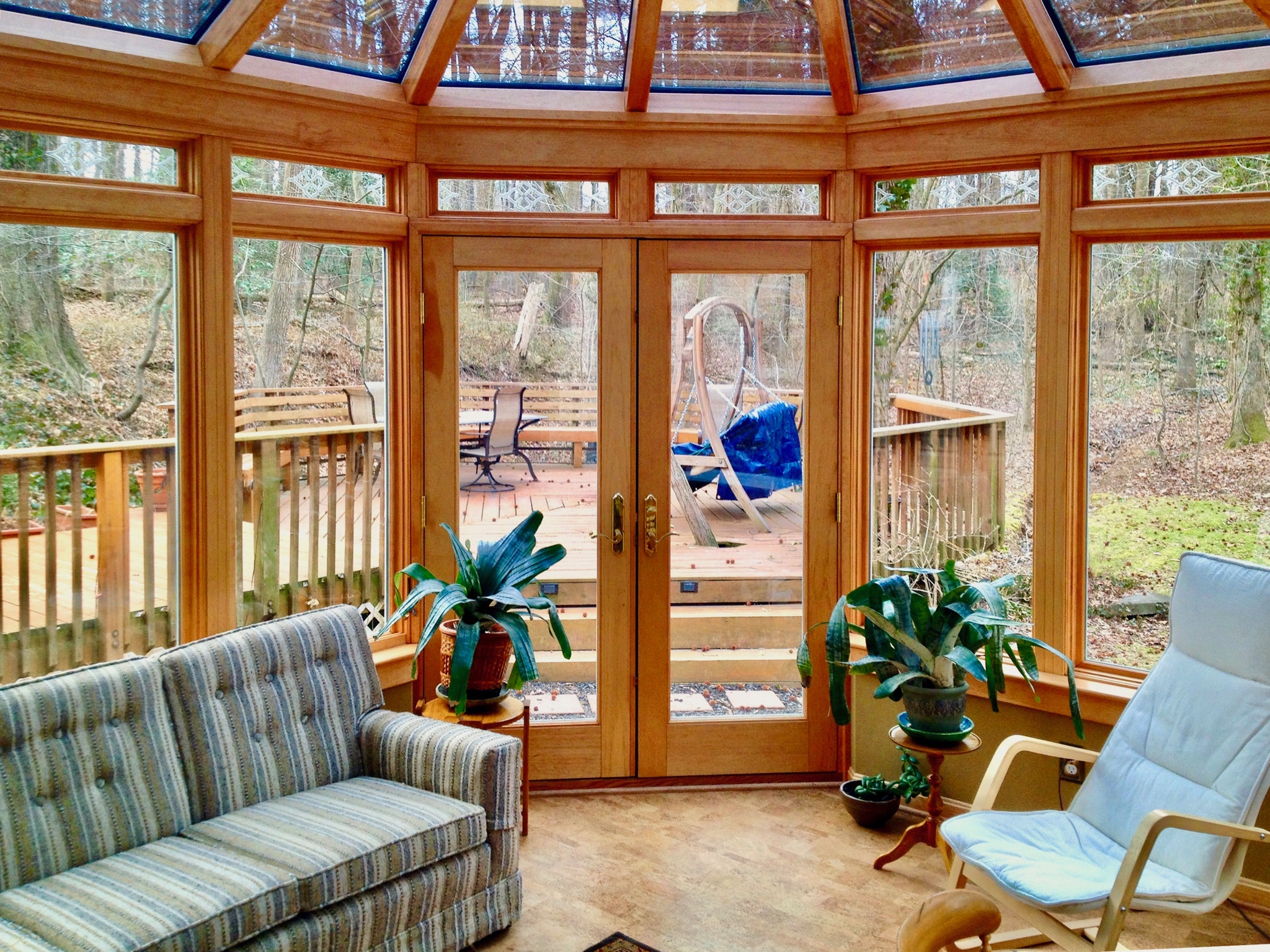 wooden cathedral sunroom