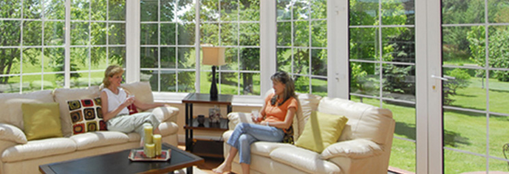 women in a sunroom